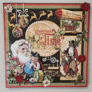 3D Christmas Time 12X12 Canvas Wall Hanging